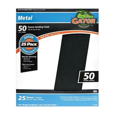 Gator Grit Gatorgrit 4247 50 Grit Emery Cloth Sanding Sheets- pack of 25 1002419
